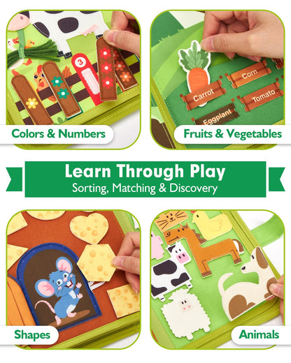 hahaland Busy Books for Toddlers 1-2 - Montessori Toddler Busy Board for 1 2 Year Old, 20 in 1 Quiet Book Educational Toddler Toys for 1 2 3 Year Old Boy Girls Gifts, Travel Toys for Toddlers 1-3 - Available at All In One Marketplace Canada