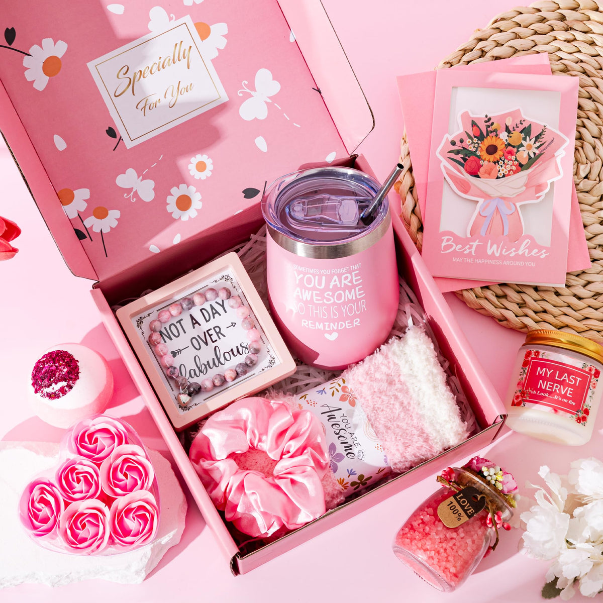 Birthday Gifts Basket for Women, Unique Self Care Package Relaxation Spa Bath Set for Mom,Get Well Soon Box for Her, Christmas Mother's Day Thinking of You Gift Ideas For Best Friends,Sister, Wife 🍁 All In One Marketplace Canada