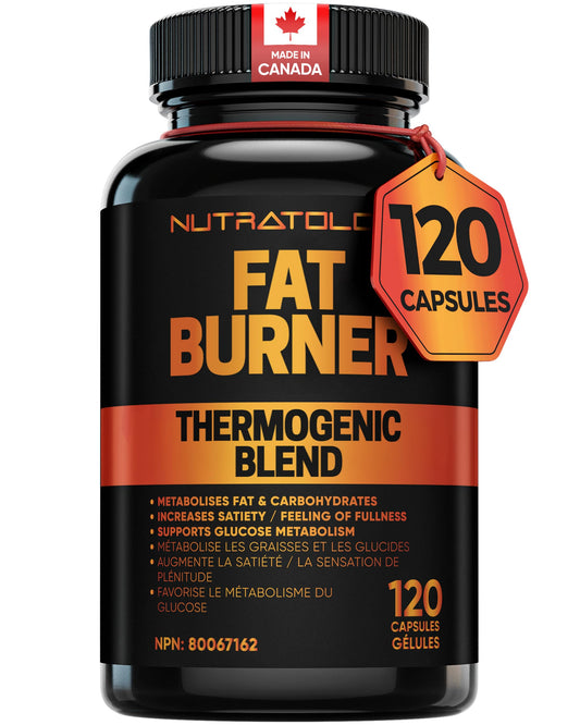 Nutratology® Thermogenic Fat Burner | Canadian-Made | Metabolizes Carbohydrates & Fats - Appetite Suppressant That Helps Satiety - Weight Loss Pills for Women & Men - Keto-Friendly - 120 Capsules