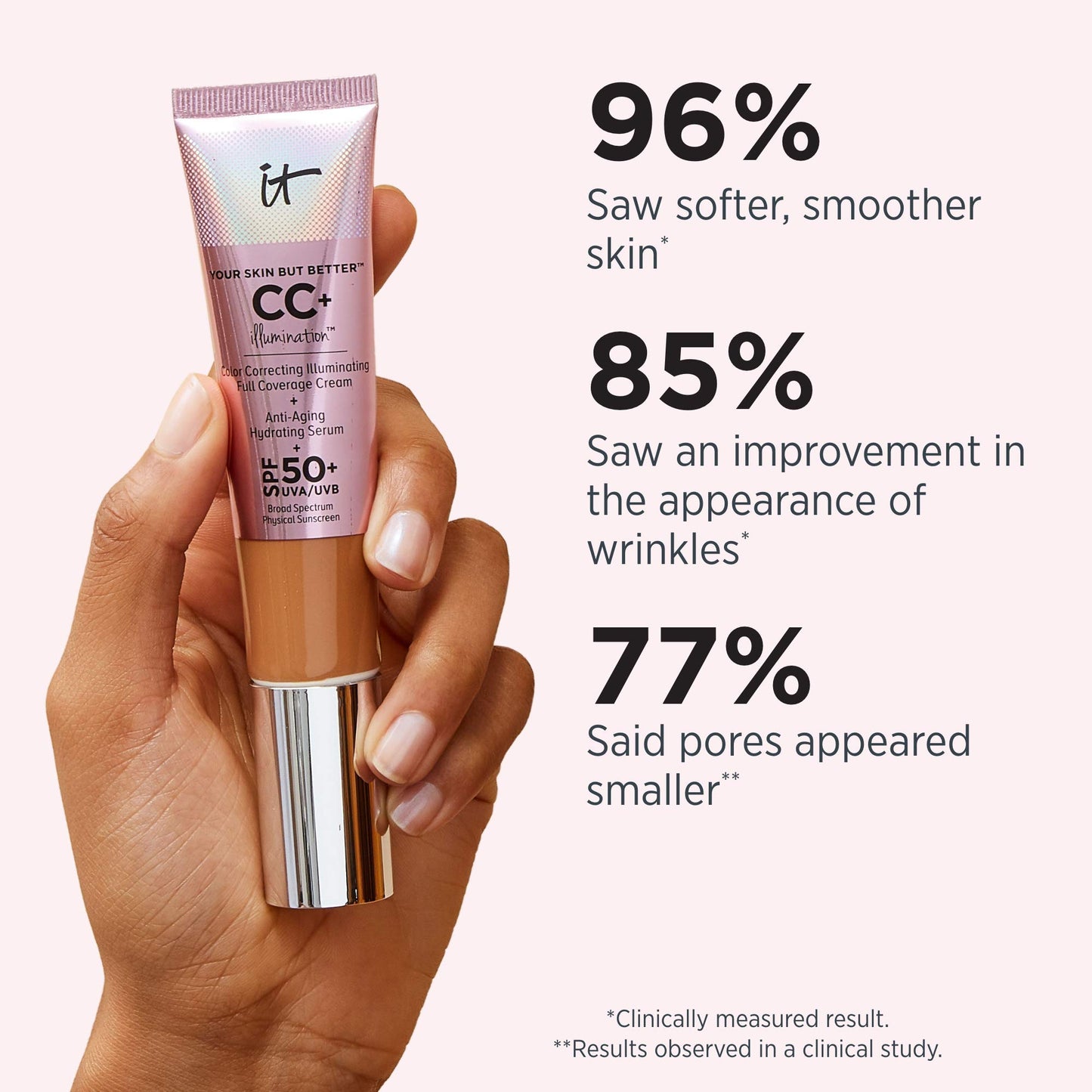 IT Cosmetics Your Skin But Better CC+ Cream Illumination, Light (W) - Color Correcting Cream, Full-Coverage Foundation, Anti-Aging Serum & SPF 50+ Sunscreen - Radiant Finish - 1.08 fl oz IT Cosmetics
