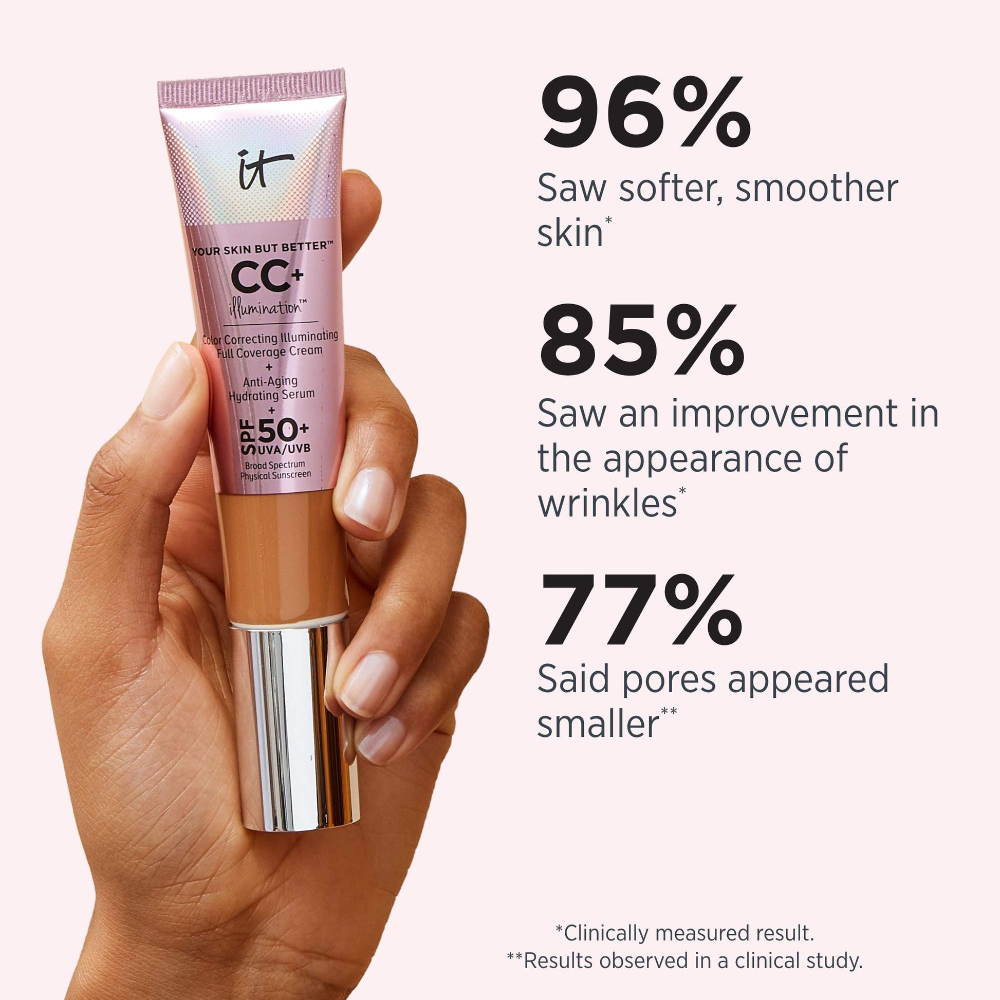 IT Cosmetics Your Skin But Better CC+ Cream Illumination, Light (W) - Color Correcting Cream, Full-Coverage Foundation, Anti-Aging Serum & SPF 50+ Sunscreen - Radiant Finish - 1.08 fl oz IT Cosmetics