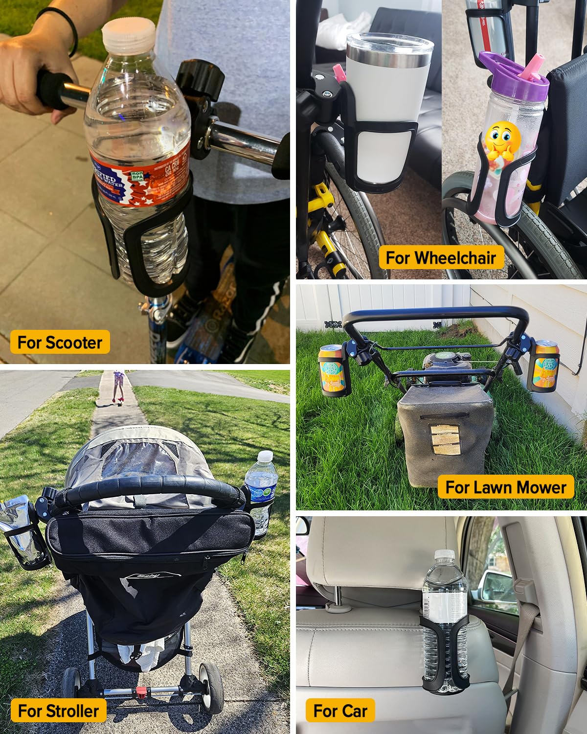 Pack of 2 Stroller Drink Holders, Universal Cup Holder for Bikes, Trolleys or Walkers