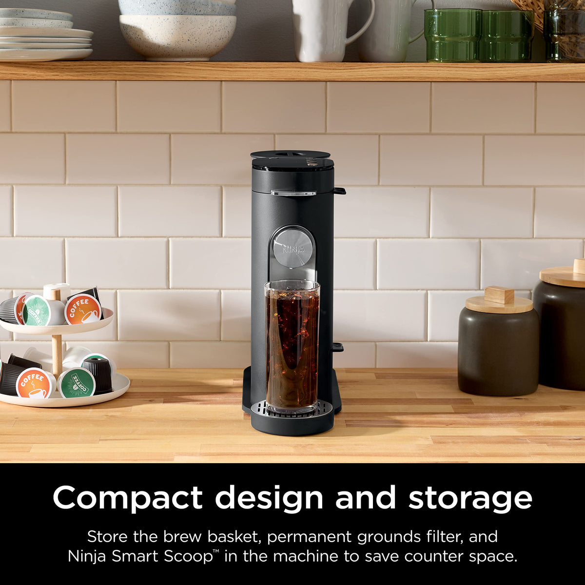 Ninja Pods & Grounds Iced Coffee Maker, K-Cup Pod Compatible, Black, PB040C