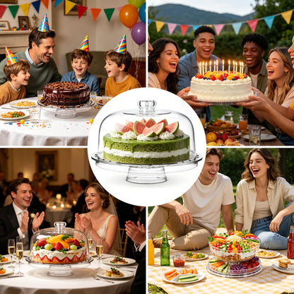 Almcmy Acrylic Cake Stand with Dome for Party Desserts, 1 Spoon 1 Fork 🍁 All In One Marketplace Canada