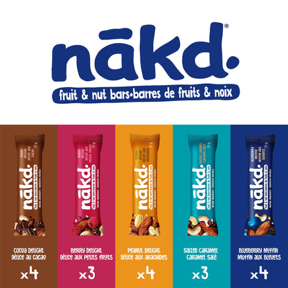 nākd. Raw Fruit & Nut Bars Variety Pack - 18 x 35g Bars (630g) - 100% Natural, No Added Sugar, Vegan & Gluten Free