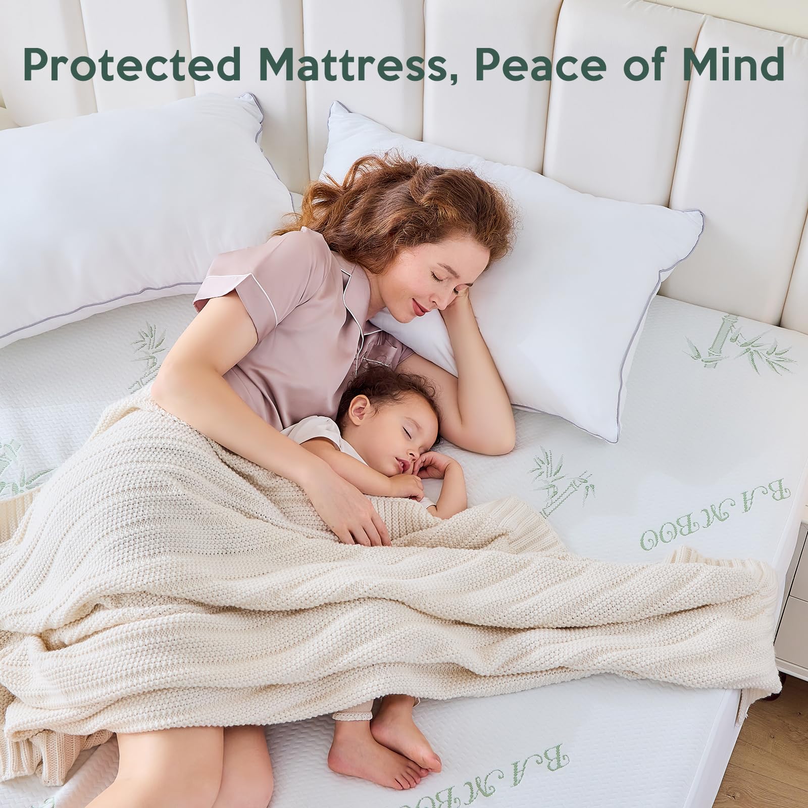 MUXHOMO Premium 100% Waterproof Queen Size Mattress Protector, Breathable Mattress Cover Queen Size Bed, Cooling 3D Air Fabric Bed Pad Cover, Deep Pocket 8"-21" - Available at All In One Marketplace Canada