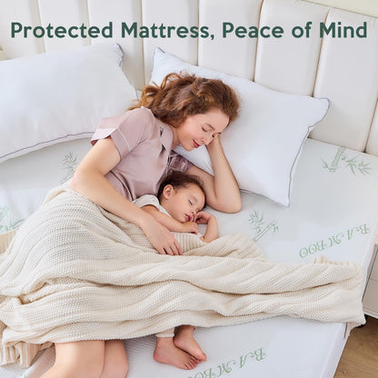 MUXHOMO Premium 100% Waterproof Queen Size Mattress Protector, Breathable Mattress Cover Queen Size Bed, Cooling 3D Air Fabric Bed Pad Cover, Deep Pocket 8"-21" - Available at All In One Marketplace Canada
