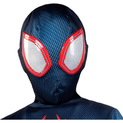 MARVEL Miles Morales Official Youth Zentai Halloween Costume Accessory - Deluxe Two-Way Stretch Spandex Mask with Molded Eyes