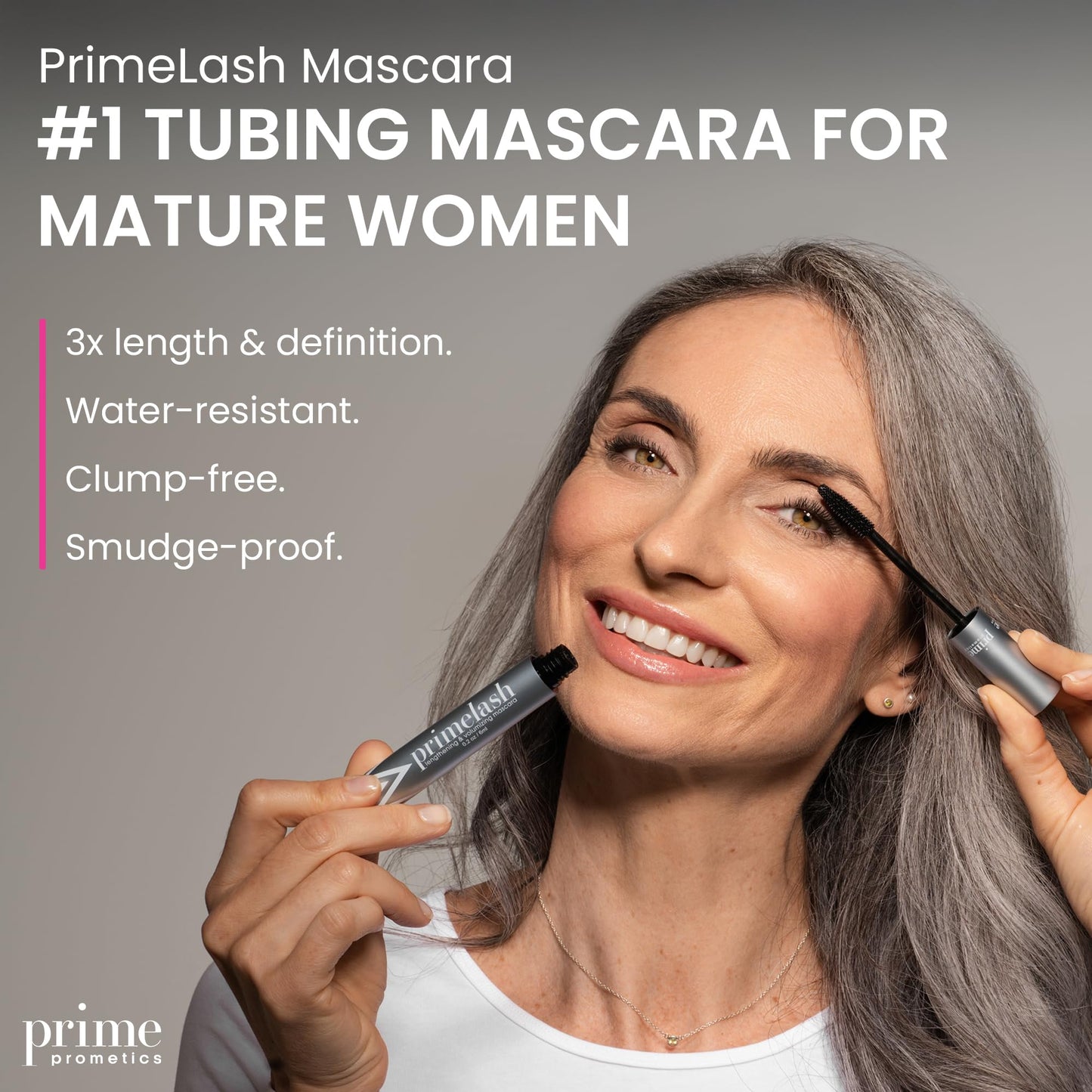 Prime Prometics PrimeLash Mascara for Women over 50 – Volumizing, Incredible Length in 2 Coats – Long-Stay, Zero Clumps, Hypoallergenic (Black) - Available at All In One Marketplace Canada