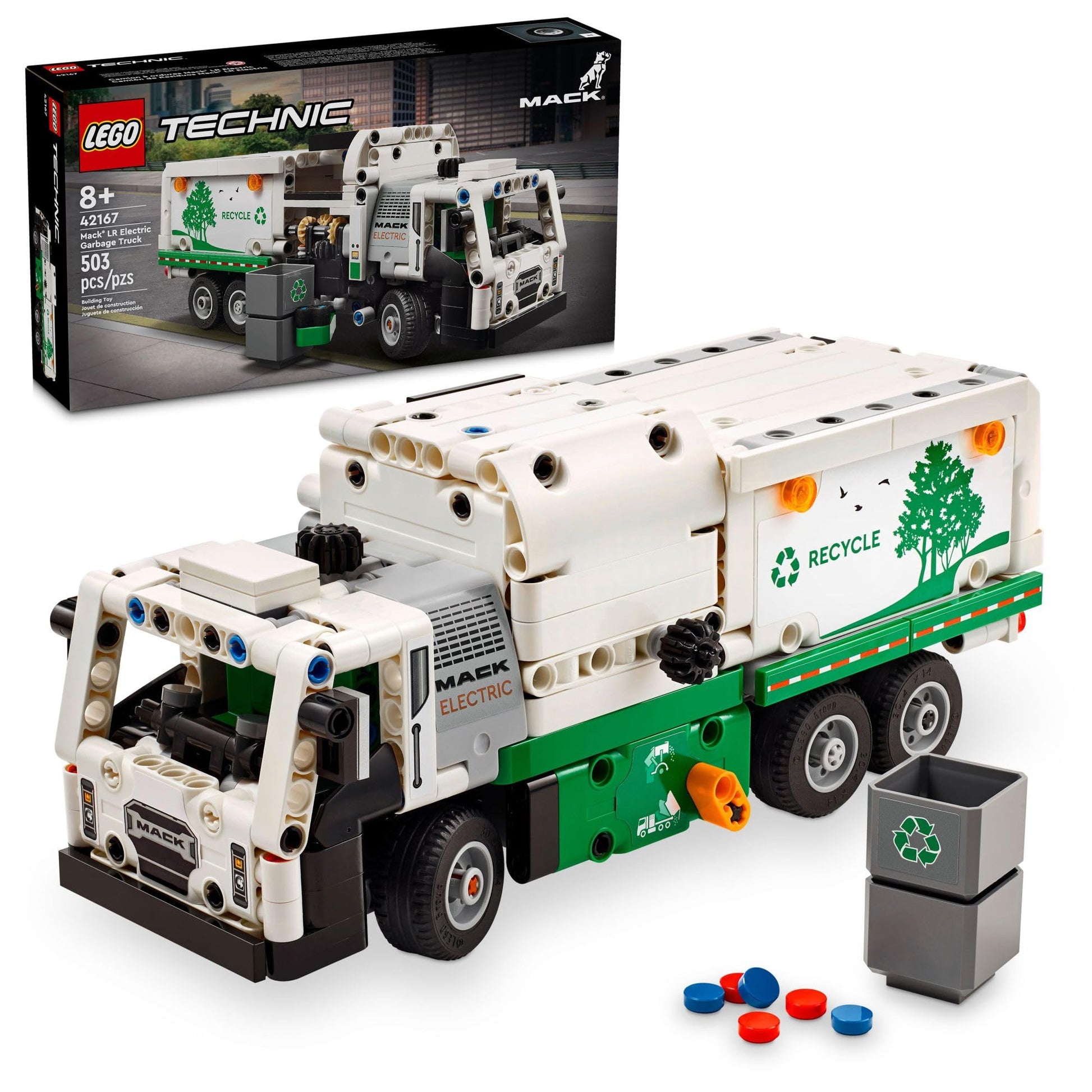 LEGO Technic Mack LR Electric Garbage Truck Toy, Buildable Kids Truck for Pretend Play, Great Gift for Boys, Girls and Kids Ages 8 and Up who Love Recycling Truck Toys and Vehicles, 42167 LEGO