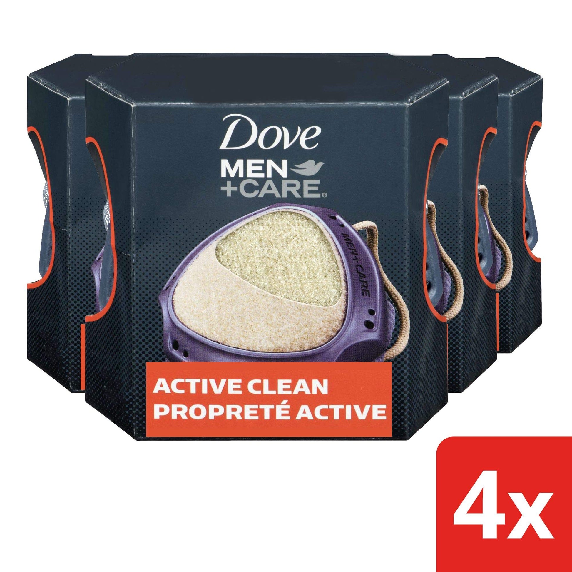Dove Men+Care Active Clean Dual Sided Shower Tool, Deep Clean Exfoliator, Washes Away Odour-causing Bacteria (Pack of 4) - Available at All In One Marketplace Canada