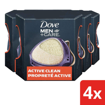 Dove Men+Care Active Clean Dual Sided Shower Tool, Deep Clean Exfoliator, Washes Away Odour-causing Bacteria (Pack of 4) - Available at All In One Marketplace Canada