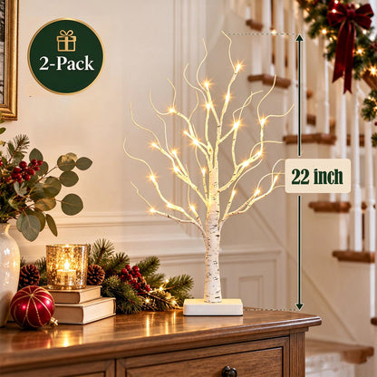 PEIDUO Birch Tree for Christmas Decorations with Timer, Lighted Birch Tree Prelit Fall Decor with 24 LED Warm White Lights, Artificial Tree Lights for Indoor Tabletop Christmas Home Decor (2PK) 🍁 All In One Marketplace Canada