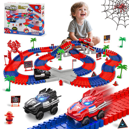 Spider Race Track Toys for Boys 4-6 with 2 Electric Spider Cars (212PCS) 🍁 All In One Marketplace Canada