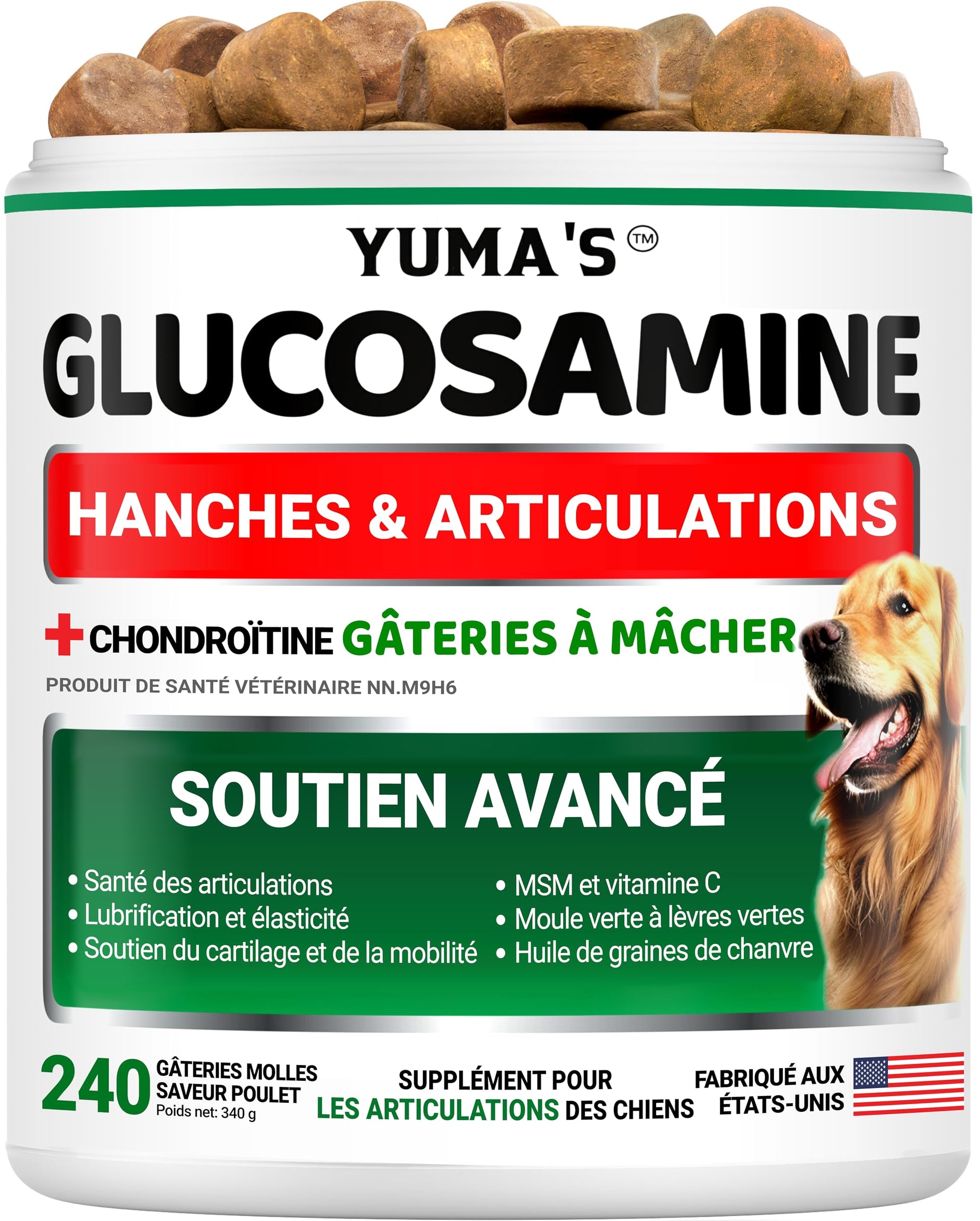Glucosamine for Dogs - 240 Chews - Hip and Joint Supplement for Dogs with Chondroitin, MSM & Turmeric - Joint Pain Relief for Senior Dogs - All Breeds - Mobility Support - Value Pack - Made in USA - Available at All In One Marketplace Canada