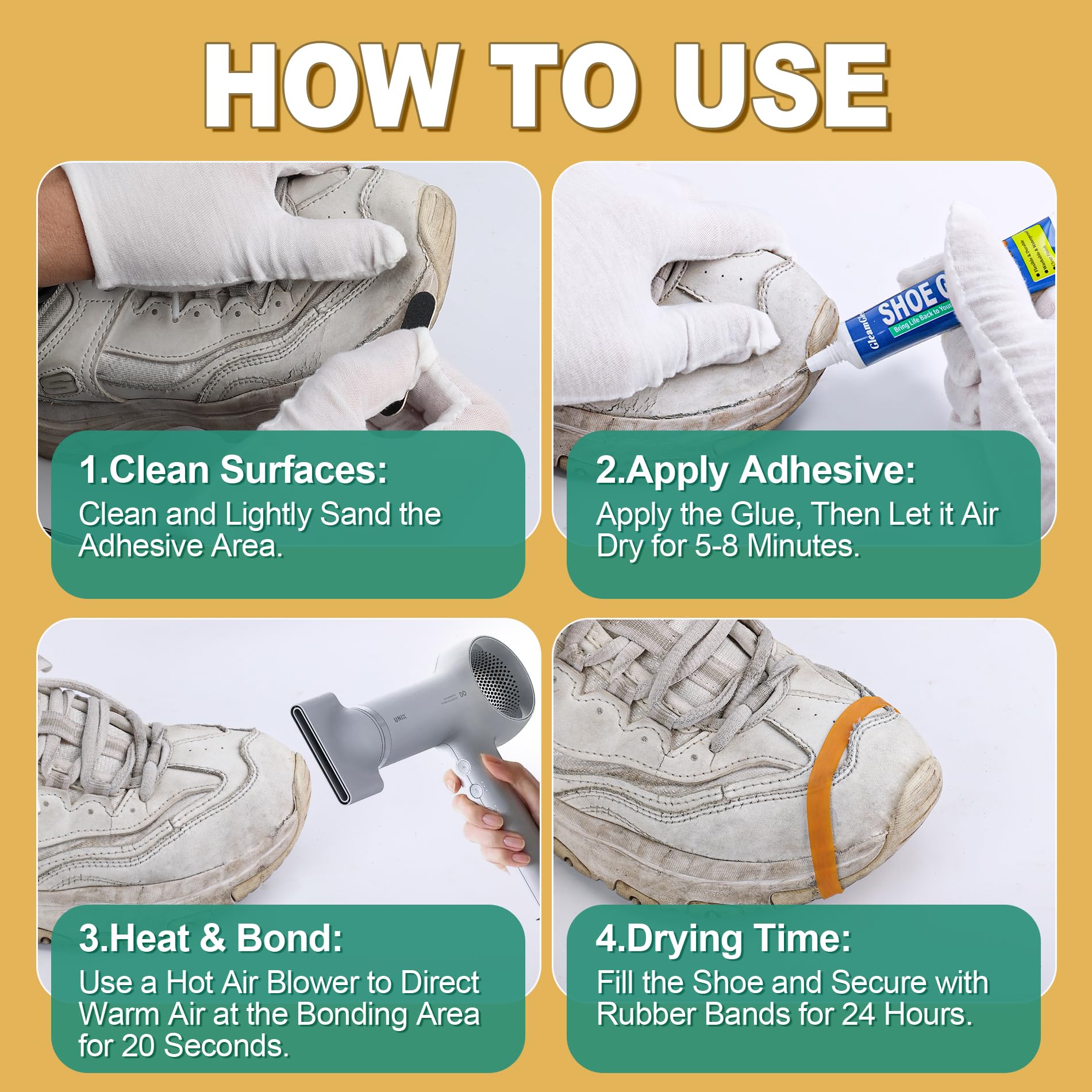 Shoe Glue, Extra Strong Shoe Repair Adhesive - Permanent, Clear, Waterproof Glue for Sneakers, Boots, Heels, Canvas, Soles, Handbags, Leather, Rubber, Vinyl - 20ml x 2 PCS - Available at All In One Marketplace Canada