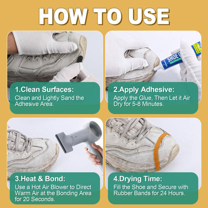 Shoe Glue, Extra Strong Shoe Repair Adhesive - Permanent, Clear, Waterproof Glue for Sneakers, Boots, Heels, Canvas, Soles, Handbags, Leather, Rubber, Vinyl - 20ml x 2 PCS - Available at All In One Marketplace Canada