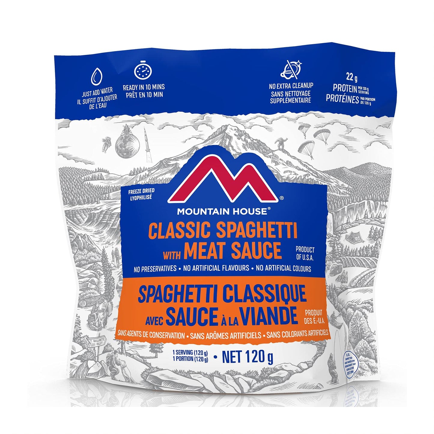 Mountain House Spaghetti with Meat Sauce Pouch| Freeze Dried Backpacking & Camping Food | Survival & Emergency Food | Entree Meal | Easy to Prepare | Delicious and Nutritious | Single Pouch Mountain House