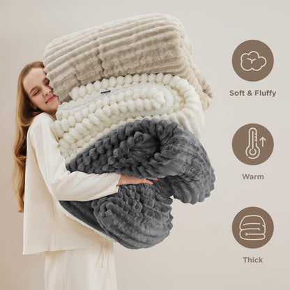 Bedsure Sherpa Throw Blanket for Couch - Super Soft, Cozy Fleece Thick Warm Blanket for Winter, GentleSoft Plush & Fluffy Christmas Throw Gift for Women, Room Decor, Beige, 50x60 Inches 🍁 All In One Marketplace Canada
