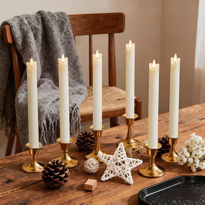 Tyawon Battery Operated Real Wax LED Flameless Taper Candles 10-Key Remote with Timer 9.4 inch Window Candles LED Flickering Warm Wick Christmas Home Wedding Decor (Pack of 6)-White 🍁 All In One Marketplace Canada