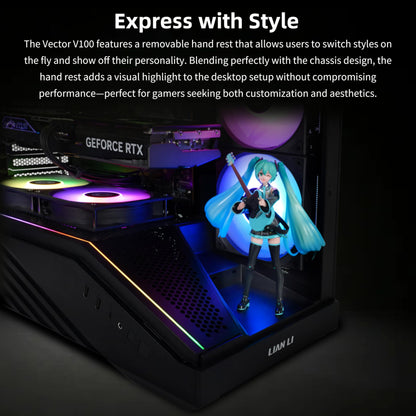 Lian Li Vector V100 ATX Mid-Tower PC Case with 4 ARGB PWM Fans, Black Lian Li