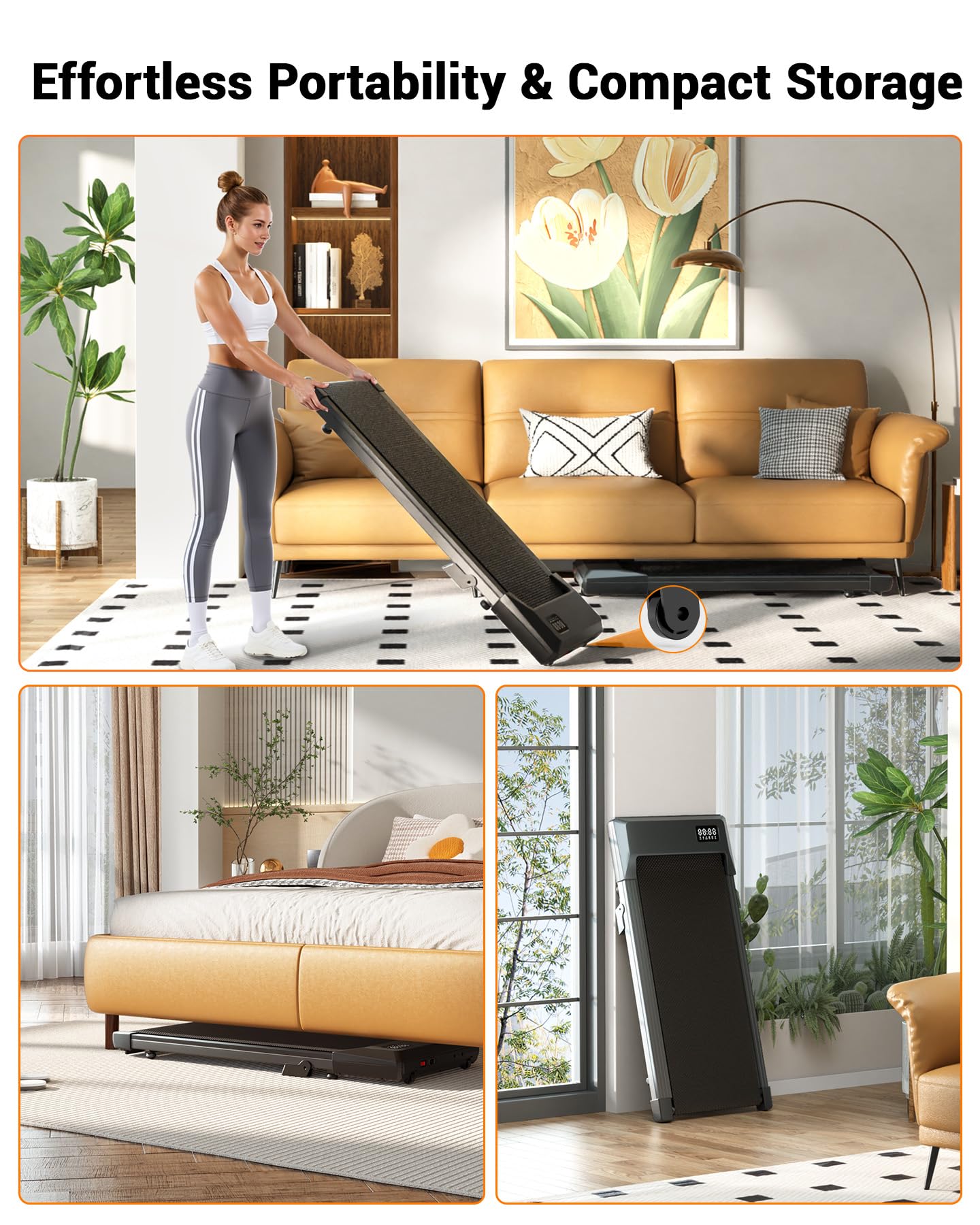DeerRun 3-in-1 Incline Walking Pad, Under Desk Treadmill with 6% Incline, 2.5HP Quiet Portable Walking Machine for Home Office, 300 lbs Capacity, LED Display & Smart App, Ready-to-Use 🍁 All In One Marketplace Canada