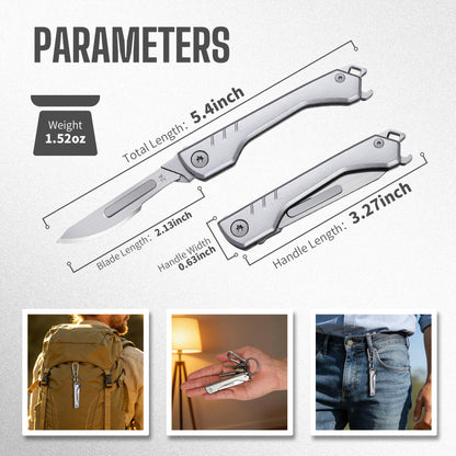 Pocket Utility Knife, EDC Keychain Folding Utility Knife with Bottle Opener - Box Cutter, Stocking Stuffers for Men, Gifts for Men Christmas - Camping Essential for Outdoor, Extra 5 Quick-Change Blade 🍁 All In One Marketplace Canada