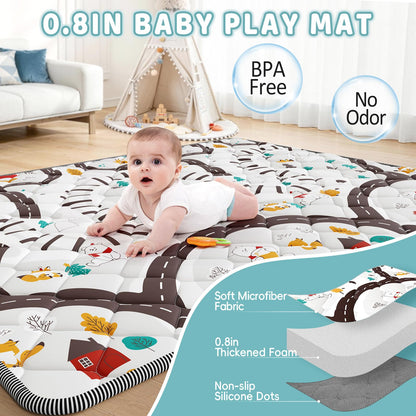 Palopalo 71x59in Christmas Baby Play Mat with Train Track Winter Design 🍁 All In One Marketplace Canada