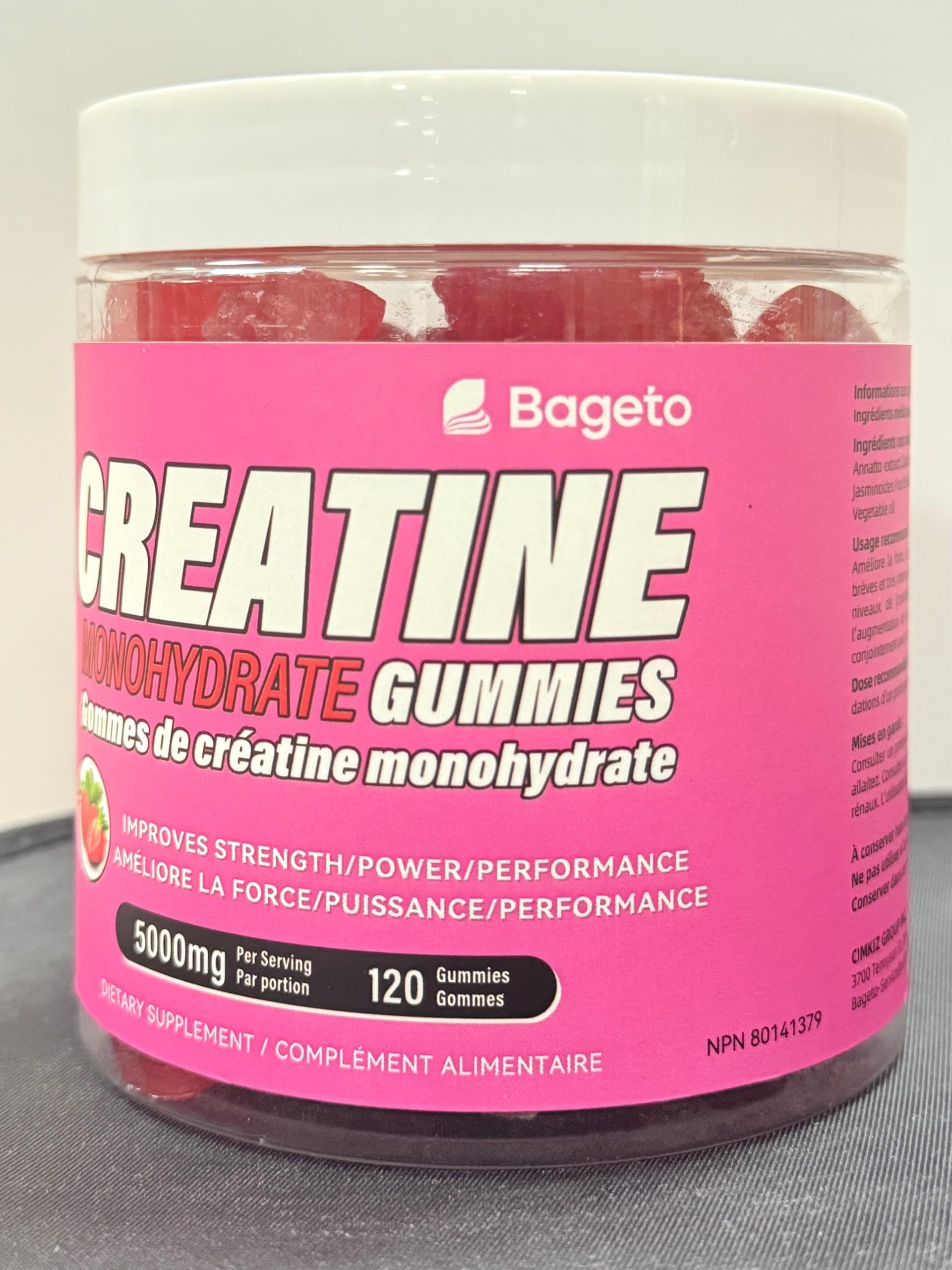 Creatine Monohydrate Gummies 5000mg for Men & Women, Gomitas de Creatina 5g Creatine Monohydrate, 0g Sugar Creatine Pre-Workout for Muscle Strength, Vegan, 120 Count Strawberry (Pack of 1)
