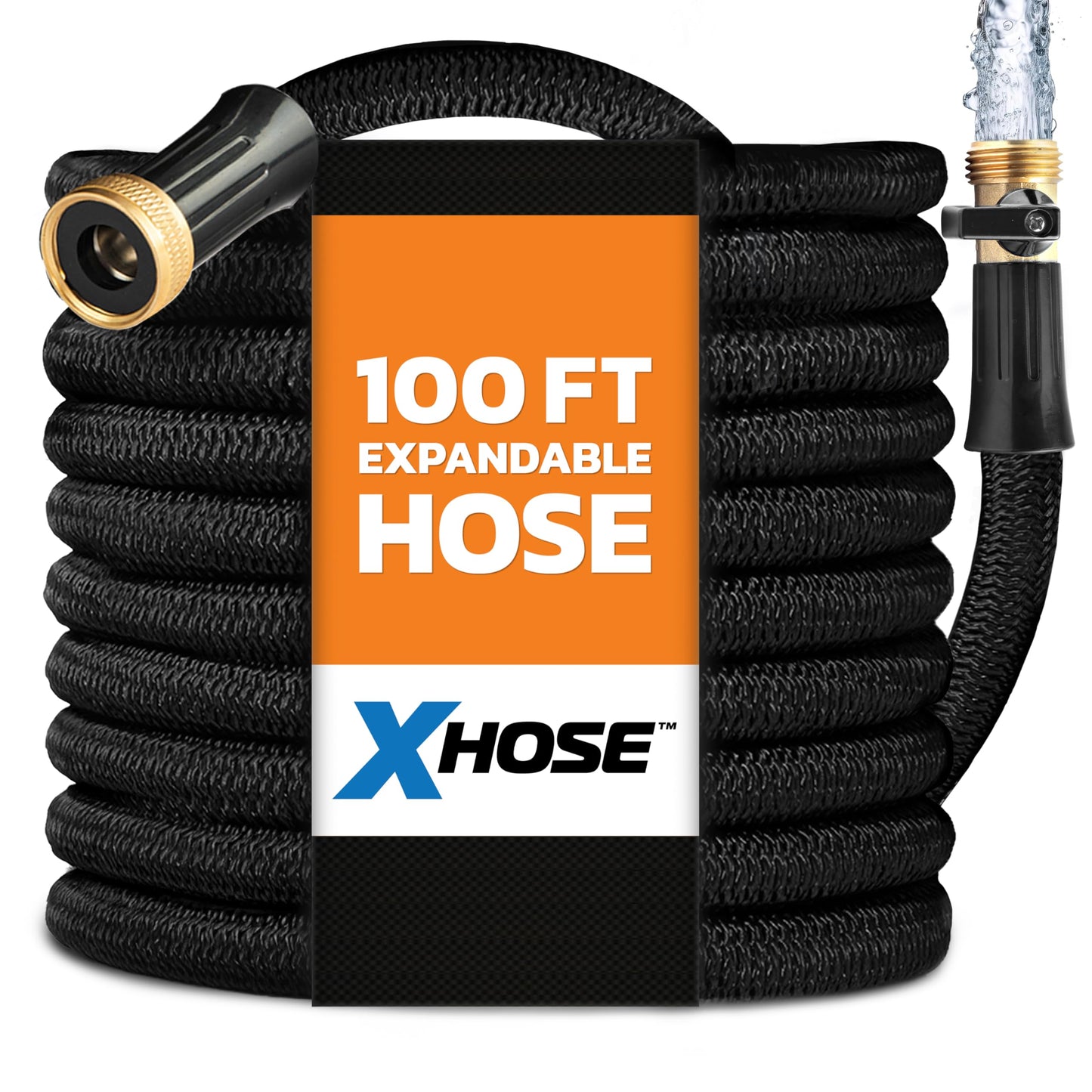 XHOSE PRO Expandable Garden Hose 100ft Water Hose with Brass Fittings, Flexible, Expanding and Retractable, Lightweight 100 Ft Hose, Tuyau Arrosage - 2026 Model