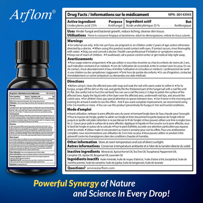 Arflom Toenail Fungus Treatment : 25% Undecylenic Fungal Nail Treatment Extra Strength - Toe and Fingernail with Tea Tree Oil (2pcs, 15ml each) - Available at All In One Marketplace Canada