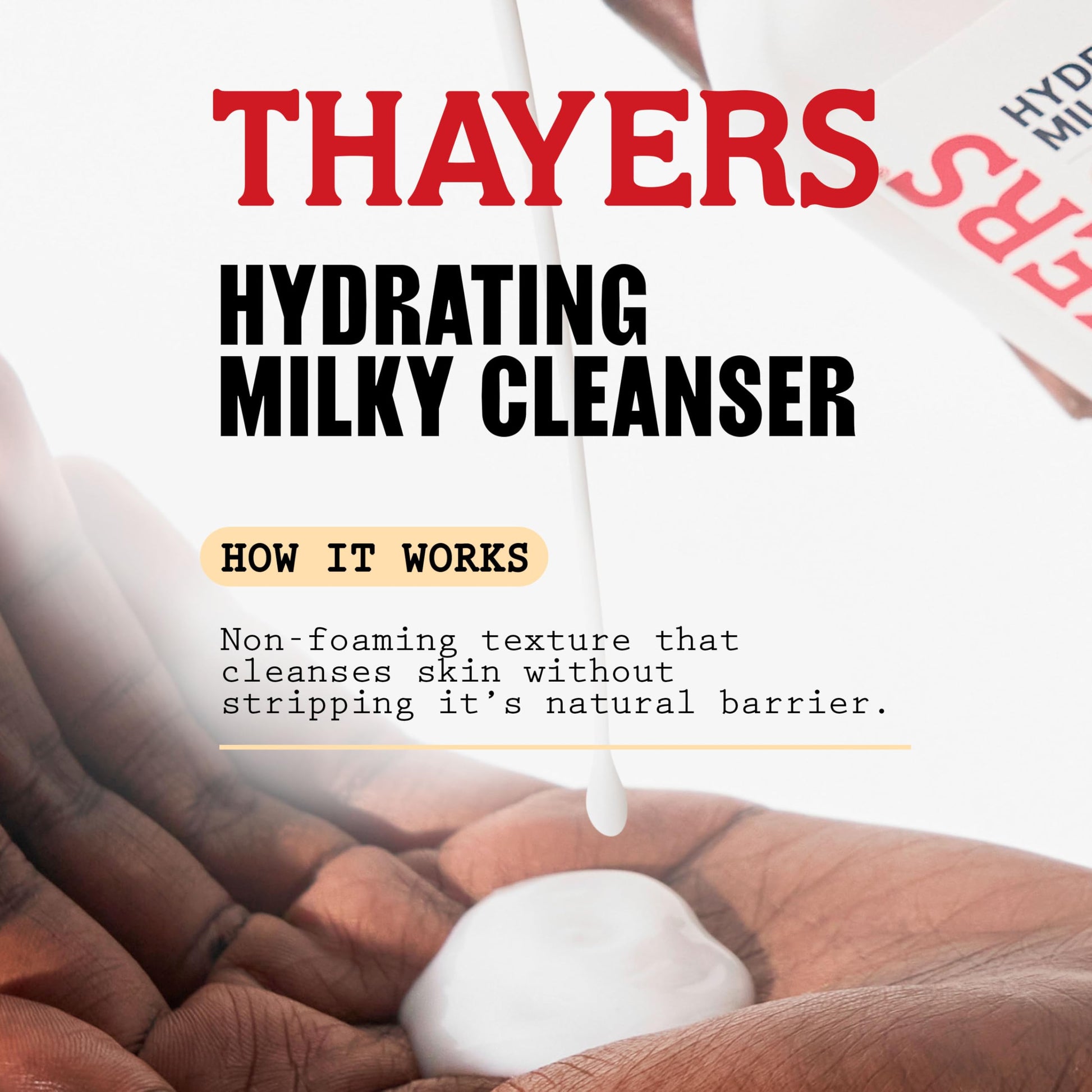 THAYERS Milky Hydrating Face Cleanser with Snow Mushroom and Hyaluronic Acid, Dermatologist Recommended Gentle Facial Wash and Hydrating Skincare for Dry and Sensitive Skin, Paraben Free, 8 FL Oz