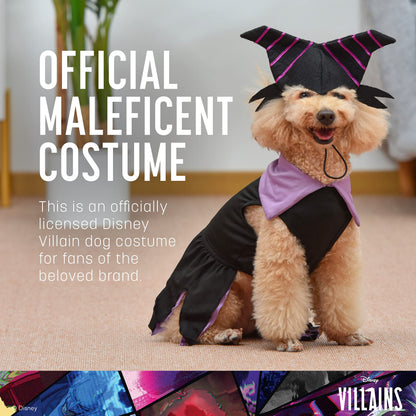 Costume d'Halloween Disney pour animaux, méchante Maléfique - Très très grande taille (XXL) | Costumes d'Halloween de méchants pour chiens, sous licence officielle, violet