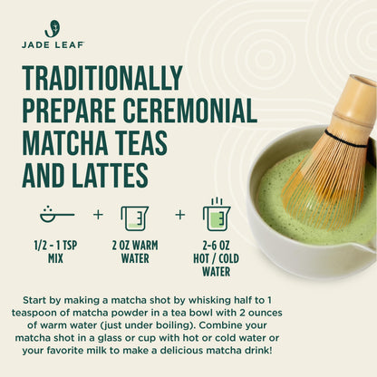 Jade Leaf Organic Ceremonial Grade Matcha Green Tea Powder - Pure Japanese First Harvest 30g Tin