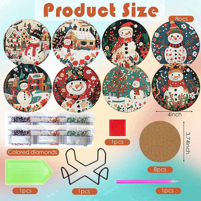 8 PCS Diamond Art Coasters Christmas Snowman 🍁 All In One Marketplace Canada
