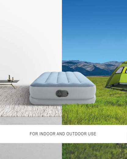 INTEX 64157E Dura-Beam Plus Mid-Rise Air Mattress: Fiber-Tech – Twin Size – Built-in USB Electric Pump – 14in Bed Height – 300lb Weight Capacity - Available at All In One Marketplace Canada