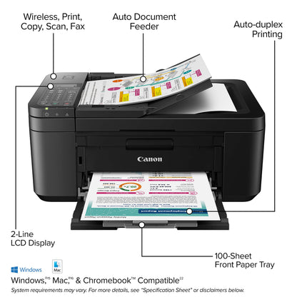 Canon PIXMA TR4720 - All-in-One Wireless Printer for Home Use, Print, Copy, Scan, and Built-in Fax, with Auto Document Feeder, Mobile Printing, Black