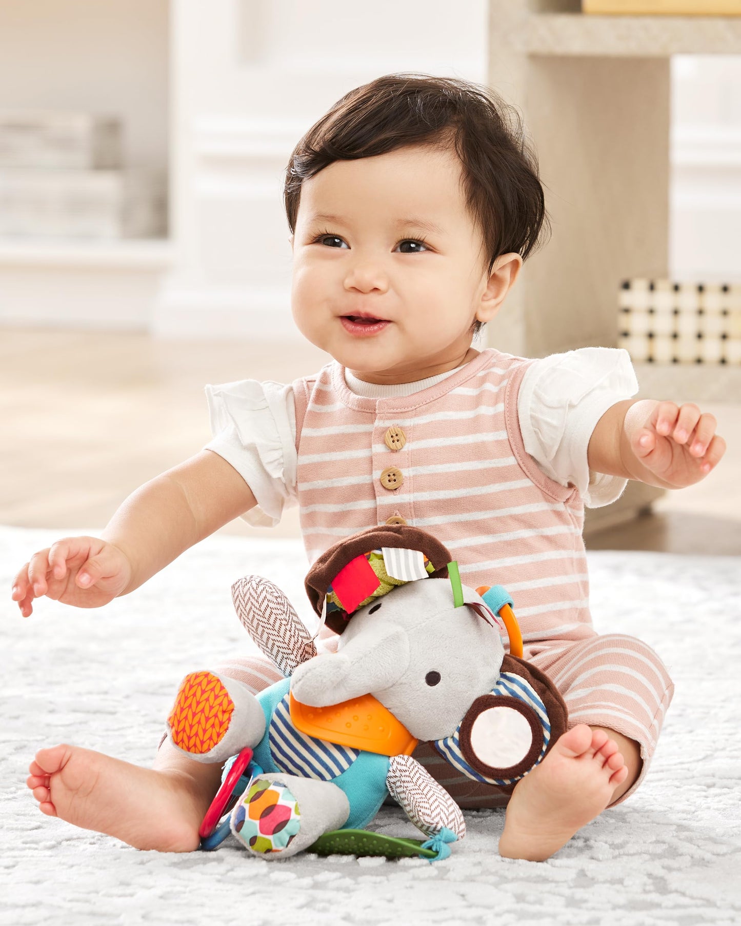 Skip Hop Bandana Buddies Baby Activity and Teething Toy with Multi-Sensory Rattle and Textures, Elephant Skip Hop
