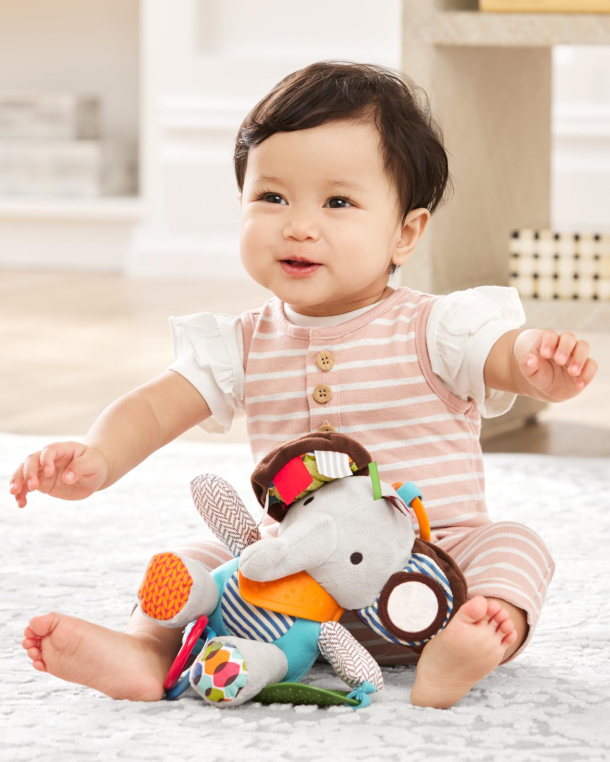 Skip Hop Bandana Buddies Baby Activity and Teething Toy with Multi-Sensory Rattle and Textures, Elephant Skip Hop
