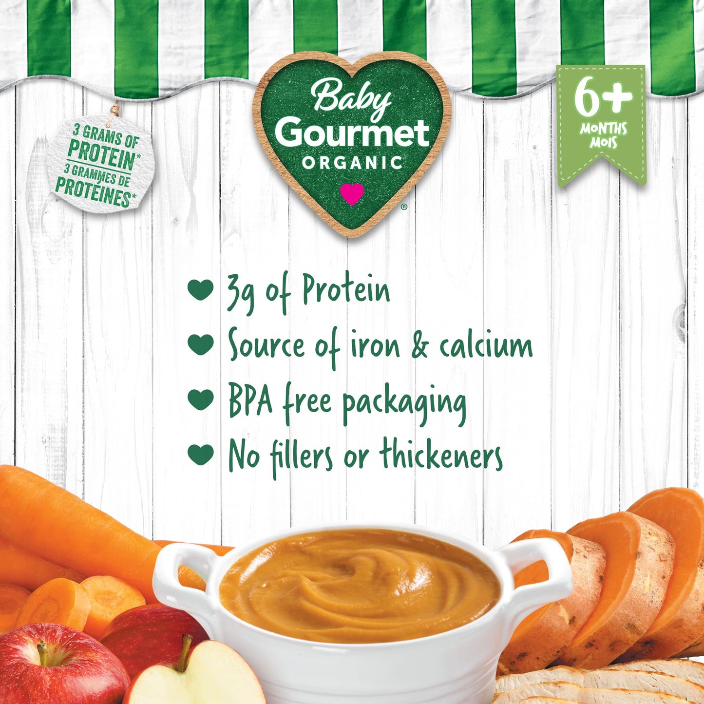 Baby Gourmet Sweet Potato Apple & Chicken, 16 × 128 mL Pouches | 6 Months+ | Organic Protein Meal | No Added Sugar or Salt | Canadian Brand 🍁 All In One Marketplace Canada