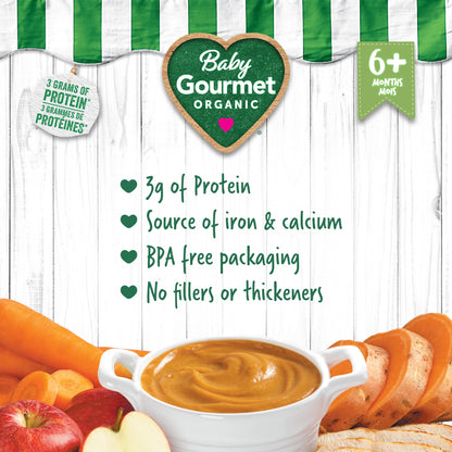 Baby Gourmet Sweet Potato Apple & Chicken, 16 × 128 mL Pouches | 6 Months+ | Organic Protein Meal | No Added Sugar or Salt | Canadian Brand 🍁 All In One Marketplace Canada
