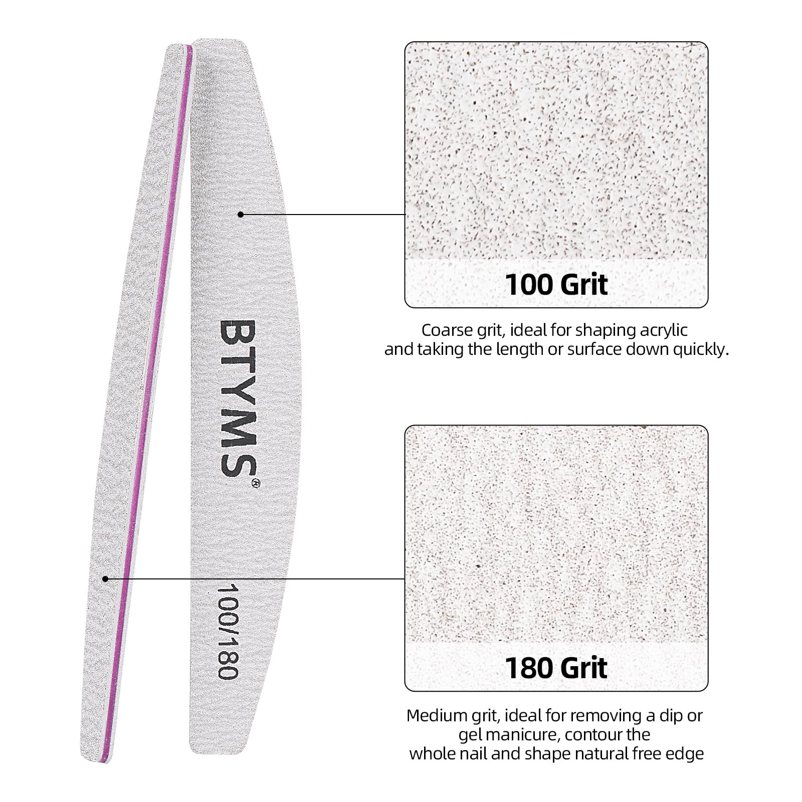 BTYMS 25 Pcs Nail Files 100/180 Grit Double Sided Emery Boards Coarse and Medium Nail File for Acrylic Nails and Natural Nails - Available at All In One Marketplace Canada