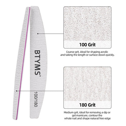 BTYMS 25 Pcs Nail Files 100/180 Grit Double Sided Emery Boards Coarse and Medium Nail File for Acrylic Nails and Natural Nails - Available at All In One Marketplace Canada