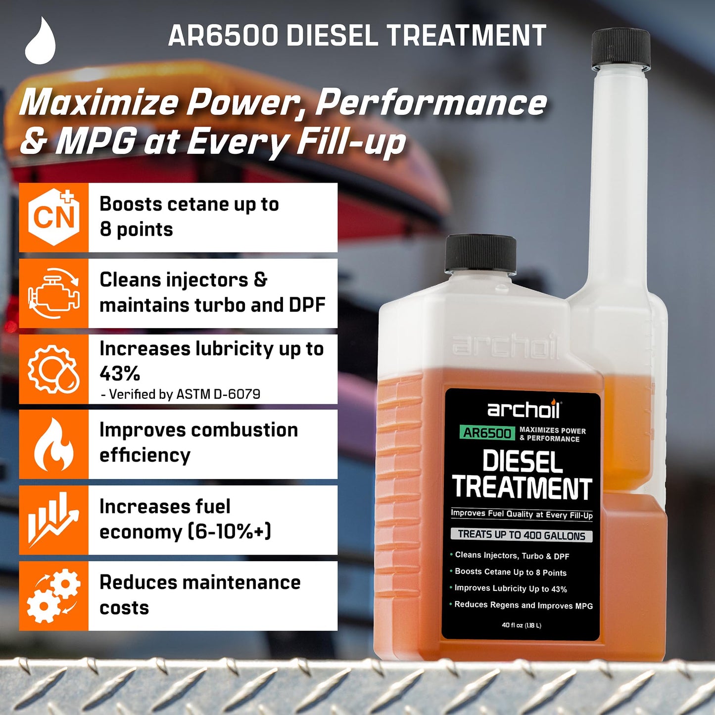 Archoil AR6500 Diesel Treatment (Two Pack) - Treats 800 Gallons - Additive for All Diesel Vehicles