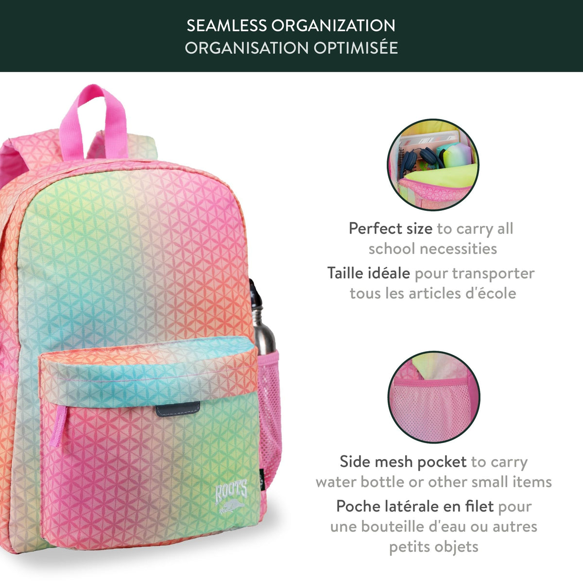 Ensemble coordonné 2 pièces Roots pour enfants, sac à dos de 22,5 L et sac à lunch de 5 L