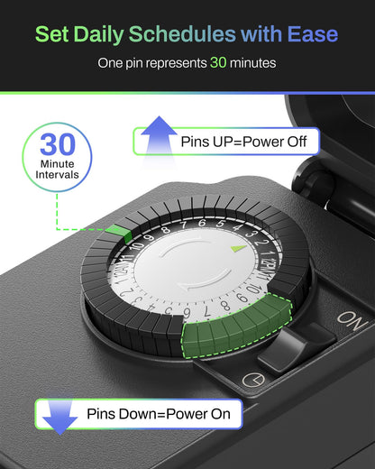 BN-LINK Outdoor 24-Hour Mechanical Timer Outlet, 1 Grounded Outlet 🍁 All In One Marketplace Canada