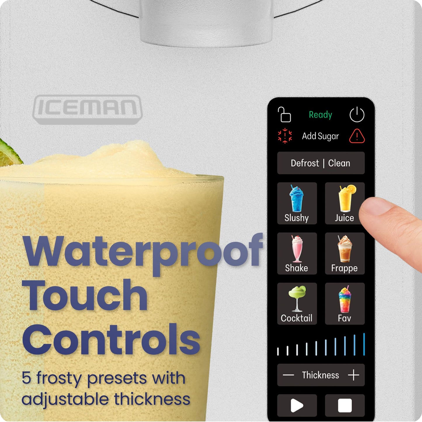 Iceman by Chefman Slush-Ease MAX 90oz Slushie Machine, 64oz Liquid Capacity Frozen Drink Maker & Slushy Machine with 5 Presets and LED Display, Perfect for Frozen Margaritas, Frappes, Smoothies