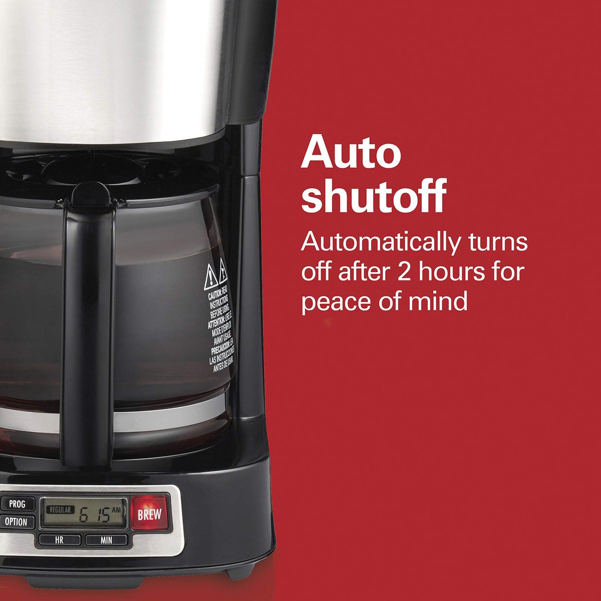 Hamilton Beach 5 Cup Compact Programmable Coffee Maker, FrontFill Water Reservoir, Small Drip Coffee Maker with Glass Carafe, Auto Pause & Pour, Space-Saving Design, Black & Stainless Steel (46111)
