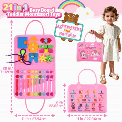 ZOOI Toddler Toys Busy Board - Montessori Toys for 1-5 Year Old Boy Girl Birthday Gifts for Kids, Sensory Toys Baby Essentials, Busy Book for Toddlers 1-5 Year Old, Airplane Activities Toys Gifts