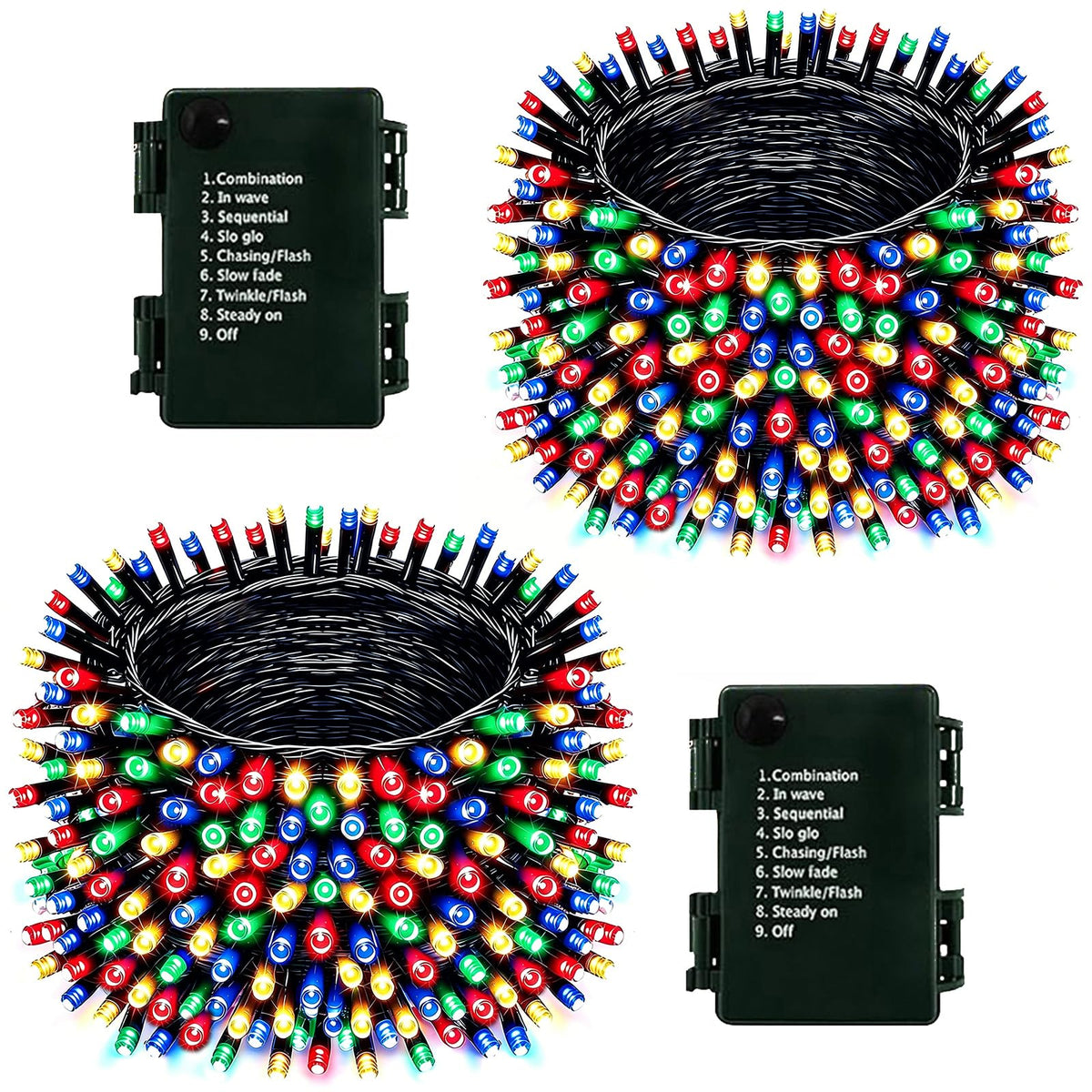 Mewuvn 2Pack 80FT 200 LED Battery Operated Christmas String Lights Outdoor/Indoor, Timer & 8 Modes with Green Wire Christmas Tree Lights, Waterproof Fairy Lights for Xmas Tree Garden(Multicolor) 🍁 All In One Marketplace Canada
